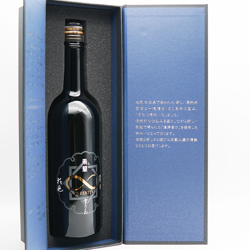 両関(りょうぜき) 純米大吟醸 INFINITY 創業150周年記念酒の化粧箱開封右サイド