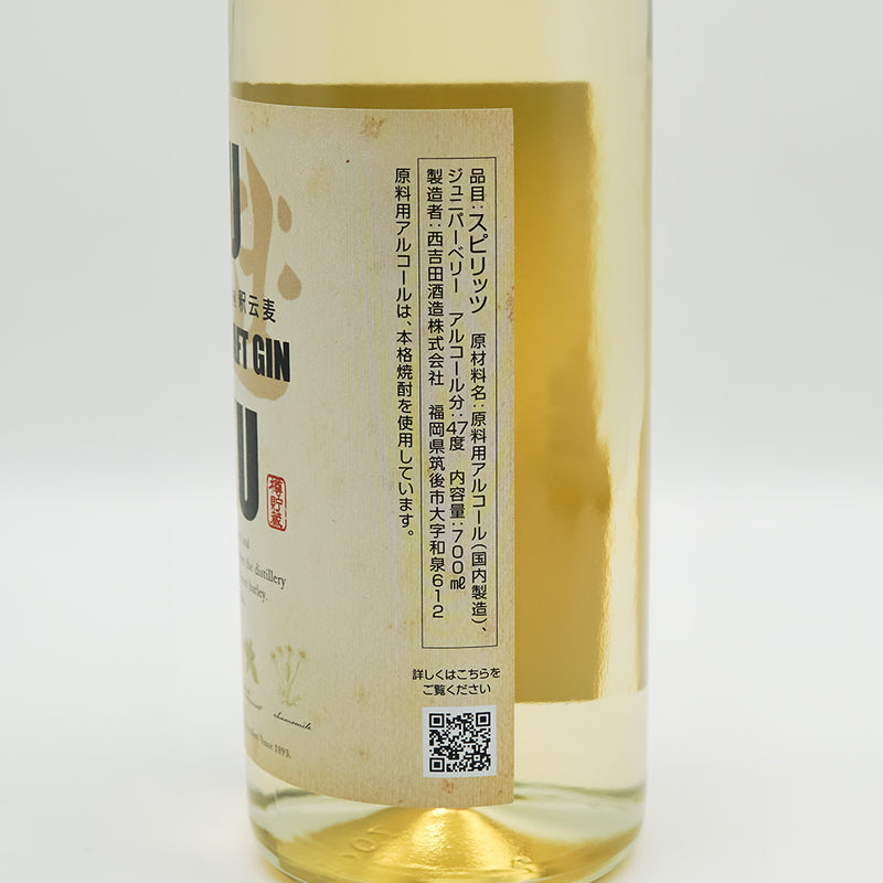JAKU UN BAKU CRAFT GIN(クラフトジン) 釈云麦 荒濾過のラベル右側面