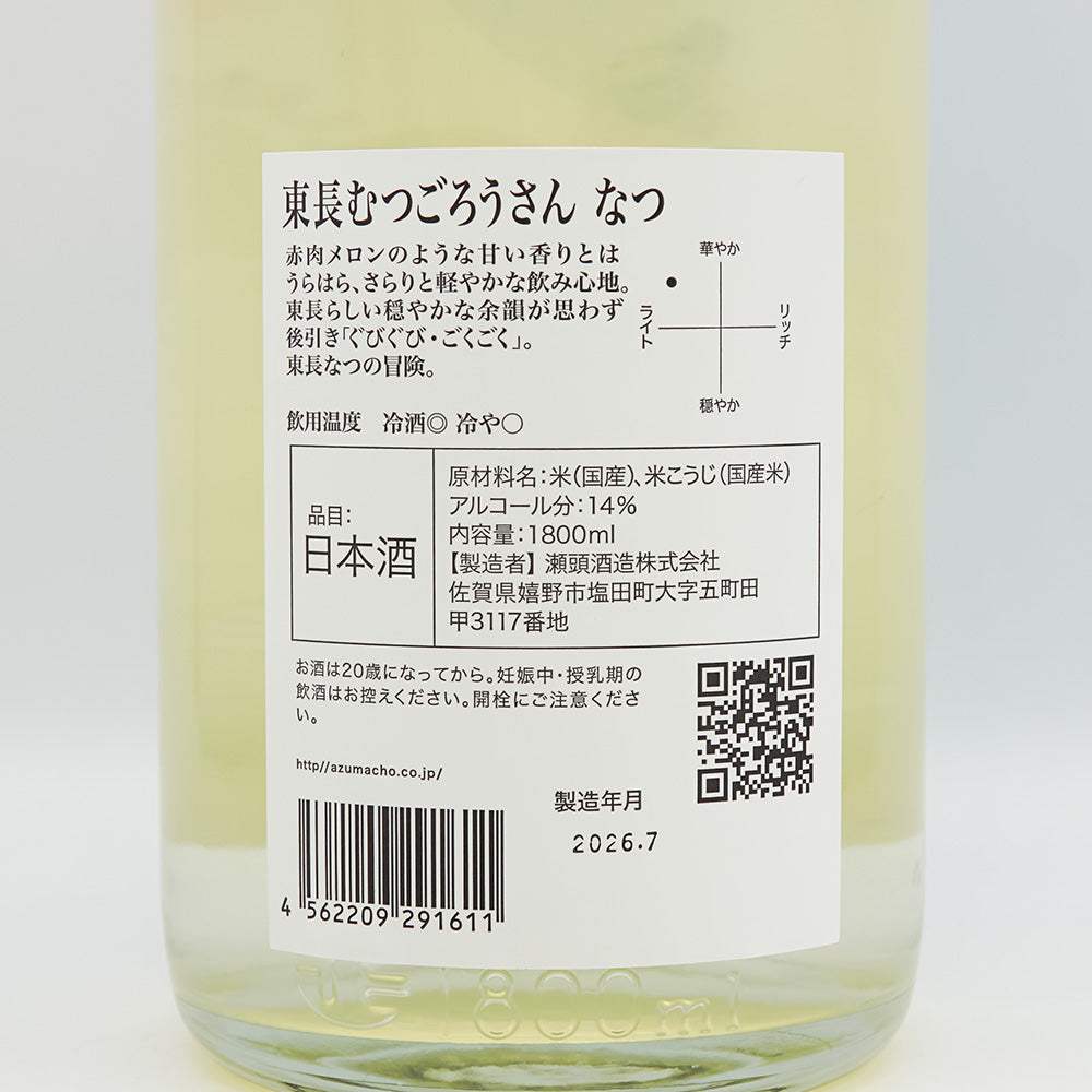 東長(あずまちょう) むつごろうさん なつの裏ラベル
