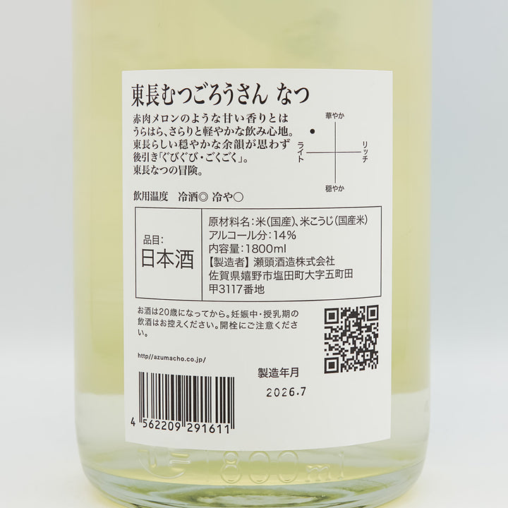 東長(あずまちょう) むつごろうさん なつの裏ラベル