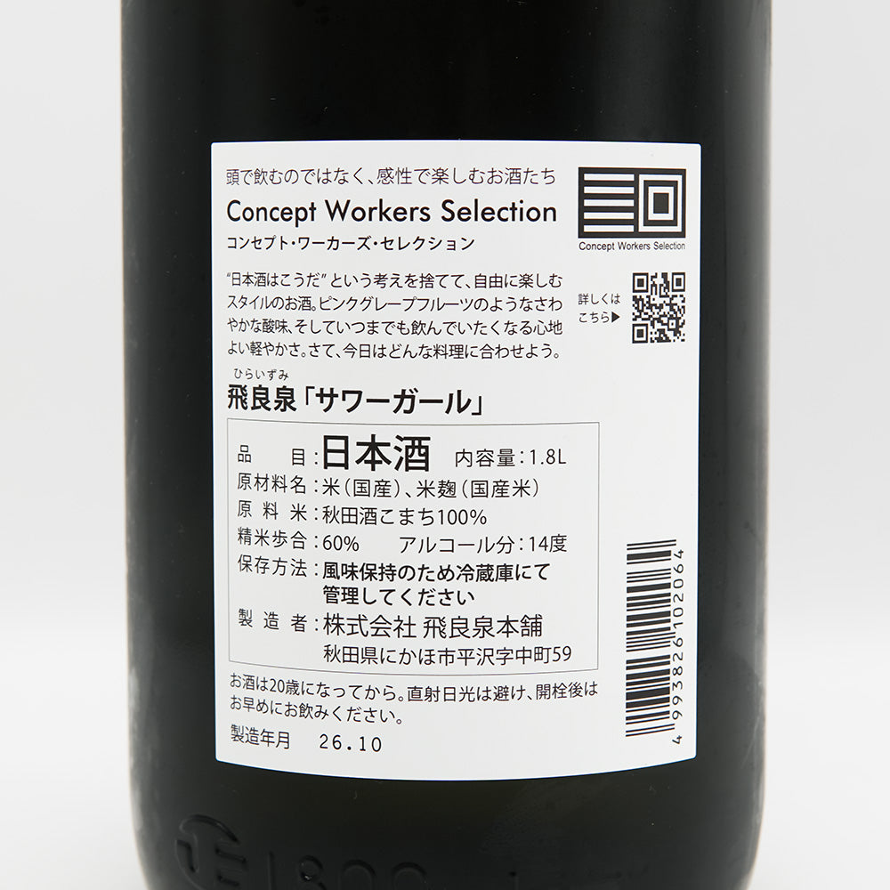 飛良泉(ひらいずみ) サワーガール 純米吟醸の裏ラベル
