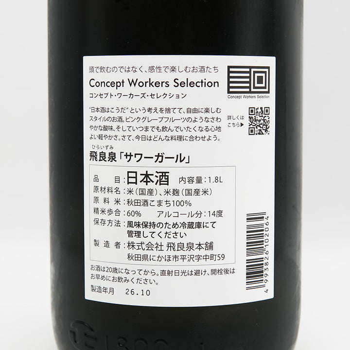 飛良泉(ひらいずみ) サワーガール 純米吟醸の裏ラベル